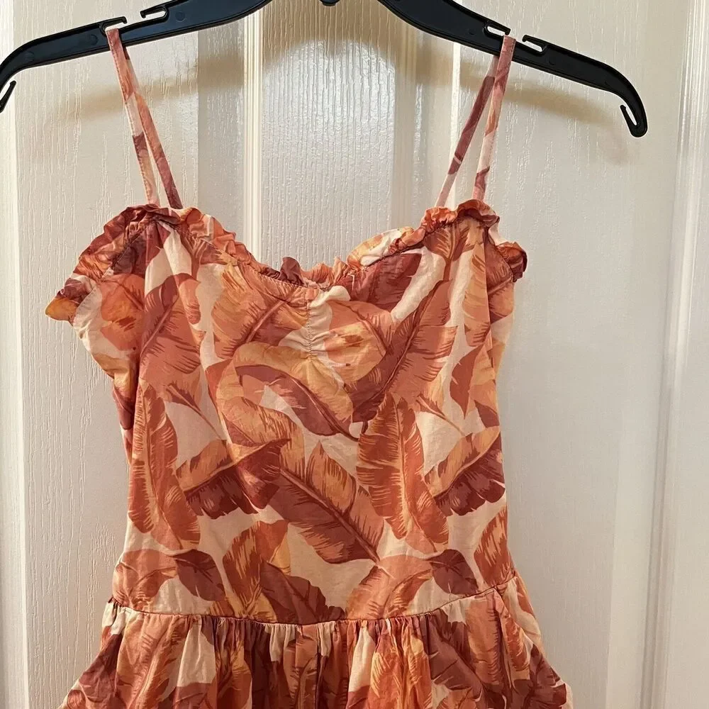 Janie and Jack What A Peach Palm Leaf Print The Adventurer Romper Tween Girls 18